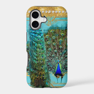 Peacock Tail Feathers Gold Glitter Baroque Jewel