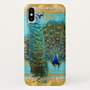 Peacock Tail Feathers Gold Glitter Baroque Jewel Case-Mate iPhone Case