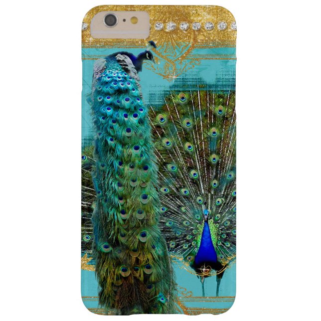 Peacock Tail Feathers Gold Glitter Baroque Jewel Case-Mate iPhone Case (Back)