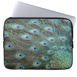 Peacock tail feathers laptop sleeve