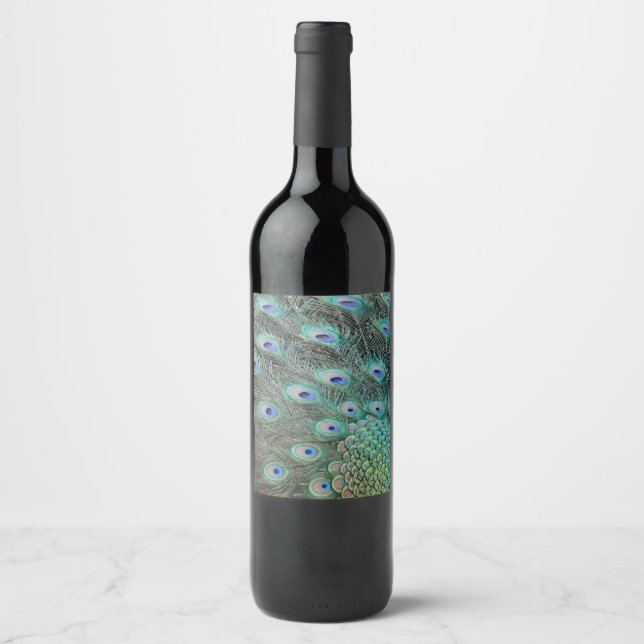 Peacock tail feathers wine label (Front)