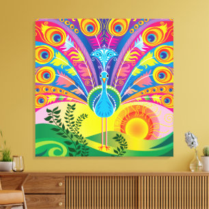 Peacock Tail Radiance Canvas Print