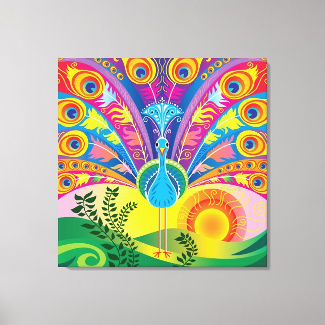 Peacock Tail Radiance Canvas Print (Front)