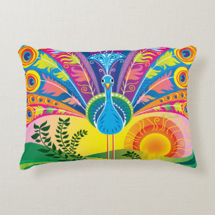 Peacock Tail Radiance Decorative Cushion