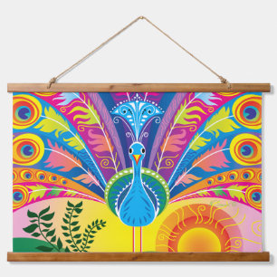 Peacock Tail Radiance Hanging Tapestry