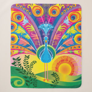 Peacock Tail Radiance Sherpa Blanket