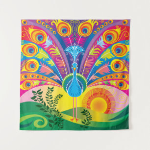 Peacock Tail Radiance Tapestry