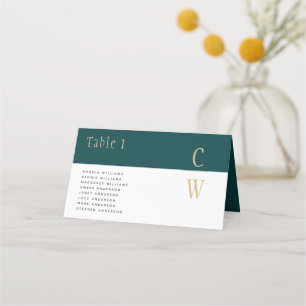 Peacock TEAL Green Gold Wedding TABLE Number Names Place Card