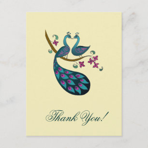 Peacock Thank You cards -ivory