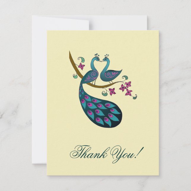 Peacock Thank You cards -ivory (Front)