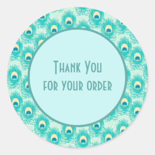 Peacock Thank you Classic Round Sticker