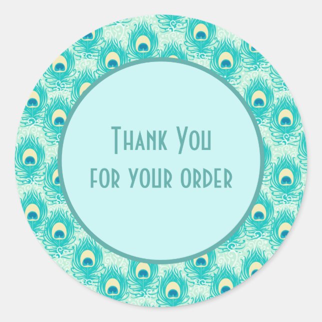 Peacock Thank you Classic Round Sticker (Front)