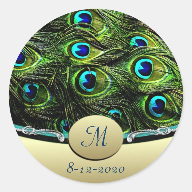 Peacock  Theme Wedding Envelope Seals (Front)