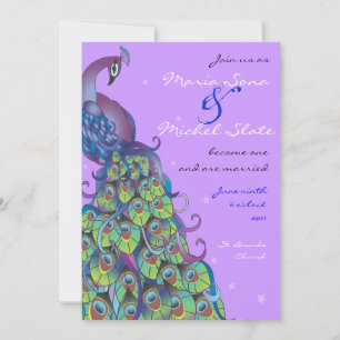 Peacock Theme Wedding Invitation Invite Purple