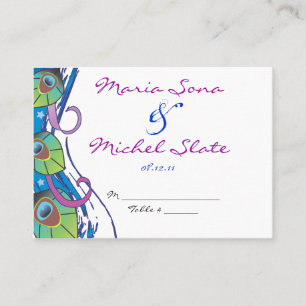 Peacock Theme Wedding Table Place Card Setting
