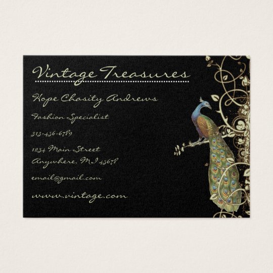 Peacock Tree Leaf Grunge Swirl Design Business Card