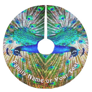 Peacock Tree Skirt, Personalised or Delete Brushed Polyester Tree Skirt