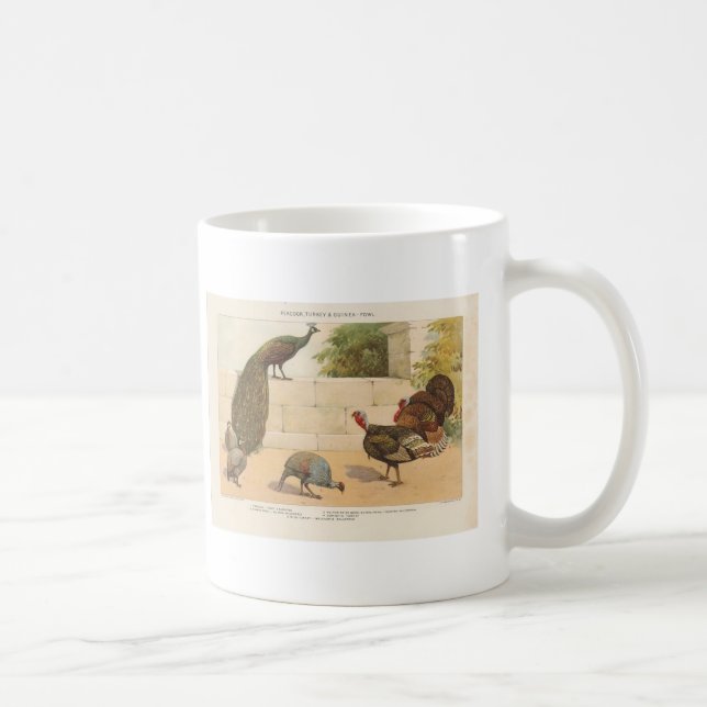 Peacock,Turkey, & Guinea Fowl Coffee Mug (Right)