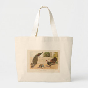 Peacock,Turkey, & Guinea Fowl Large Tote Bag