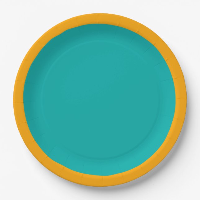 Peacock Turquoise Accent Color Ready to Customize Paper Plate (Front)
