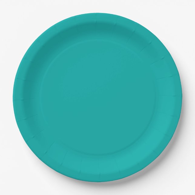 Peacock Turquoise Accent Colour Ready to Customise Paper Plate (Front)