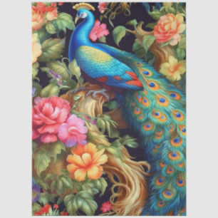 Peacock Vibrant Colourful Floral Decoupage Tissue Paper