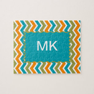 Peacock Vibrant Tribal Zigzag Jigsaw Puzzle