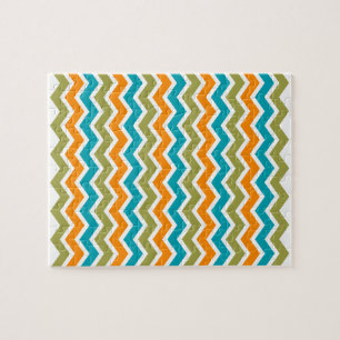 Peacock Vibrant Tribal Zigzag Jigsaw Puzzle