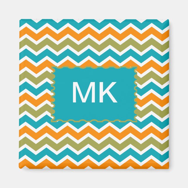 Peacock Vibrant Tribal Zigzag Magnet (Front)