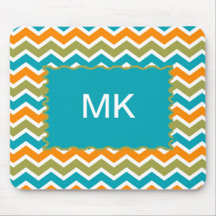 Peacock Vibrant Tribal Zigzag Mouse Mat