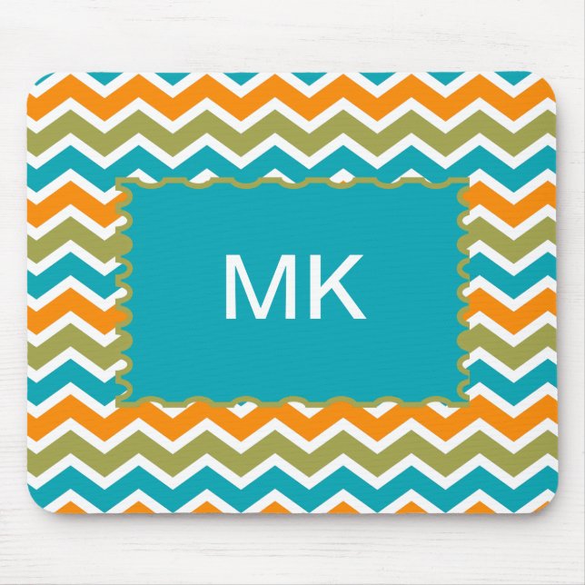 Peacock Vibrant Tribal Zigzag Mouse Mat (Front)