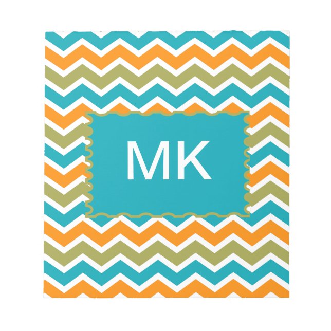 Peacock Vibrant Tribal Zigzag Notepad (Front)