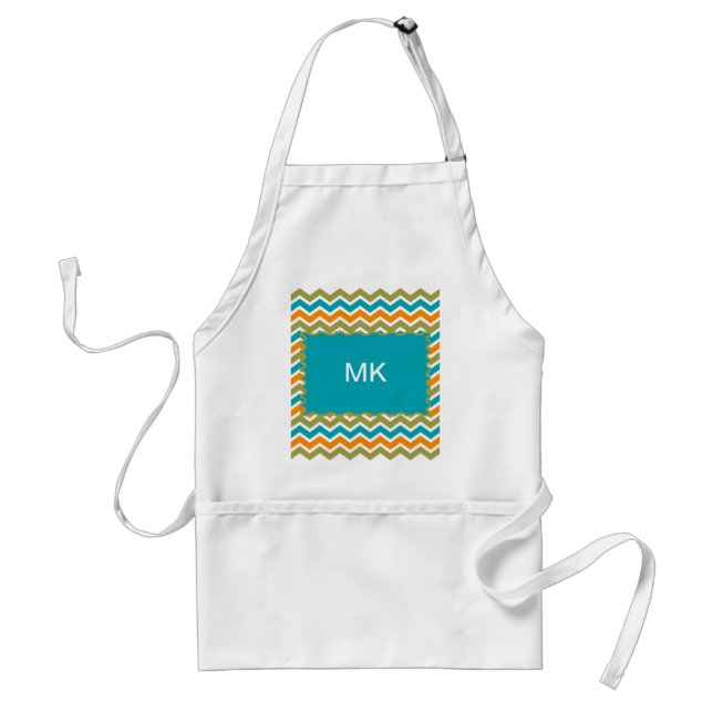 Peacock Vibrant Tribal Zigzag Standard Apron (Front)