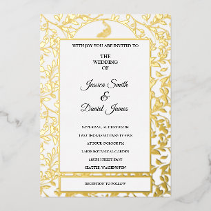 Peacock Vine Wedding Foil Invitation