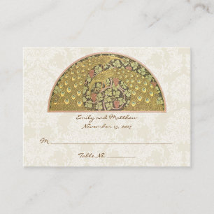 Peacock Vineyard Damask Table Place Cards