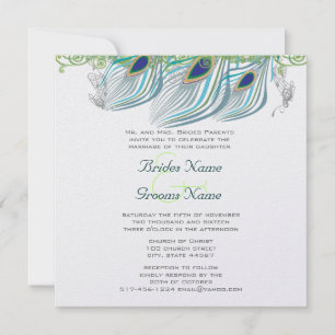 Peacock Vintage 3 Feathers Invitation