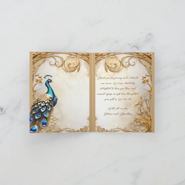 Peacock vintage art nouveau luxury DIY message Card (Inside)