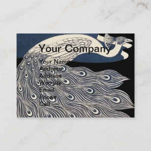 Peacock Vintage Blue Art Nouveau Art Business Card