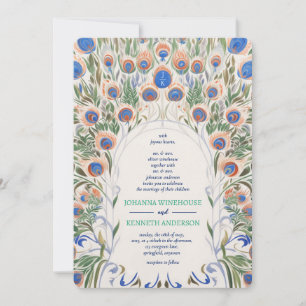Peacock Vintage frame   Monogram Wedding  Invitation