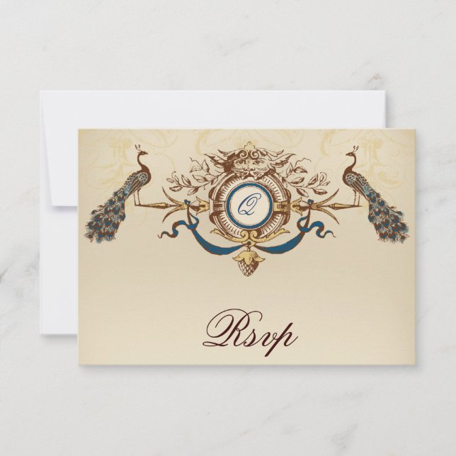 Peacock Vintage RSVP Cards (Front)