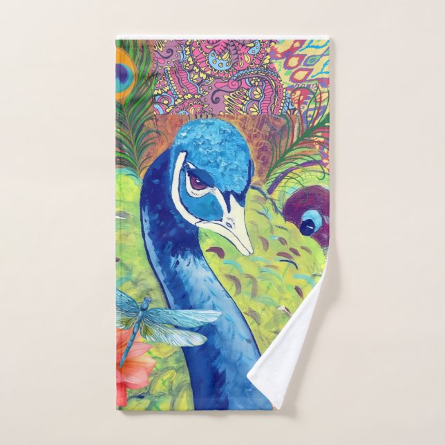 Peacock washcloth hand towel (Hand Towel)