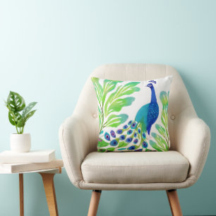 Peacock Watercolor Cushion