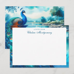 Peacock Watercolor Painting Art Personalised Card