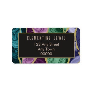 Peacock Watercolour Agate Address Label