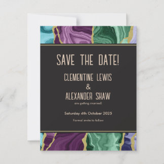 Peacock Watercolour Agate V1 (10.8 x 14cm) Save The Date