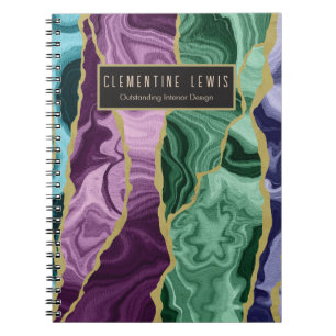 Peacock Watercolour Agate V1 Customisable Notebook