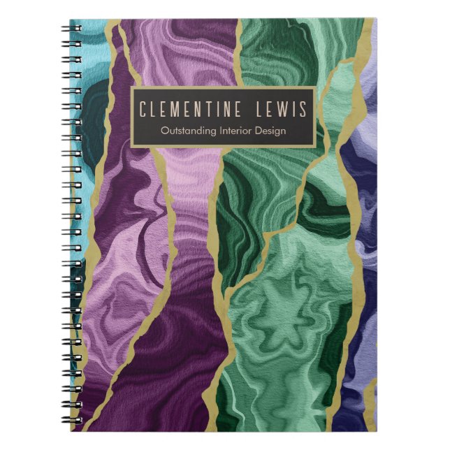 Peacock Watercolour Agate V1 Customisable Notebook (Front)