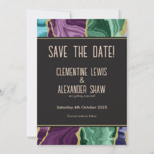 Peacock Watercolour Agate (v1) Save The Date