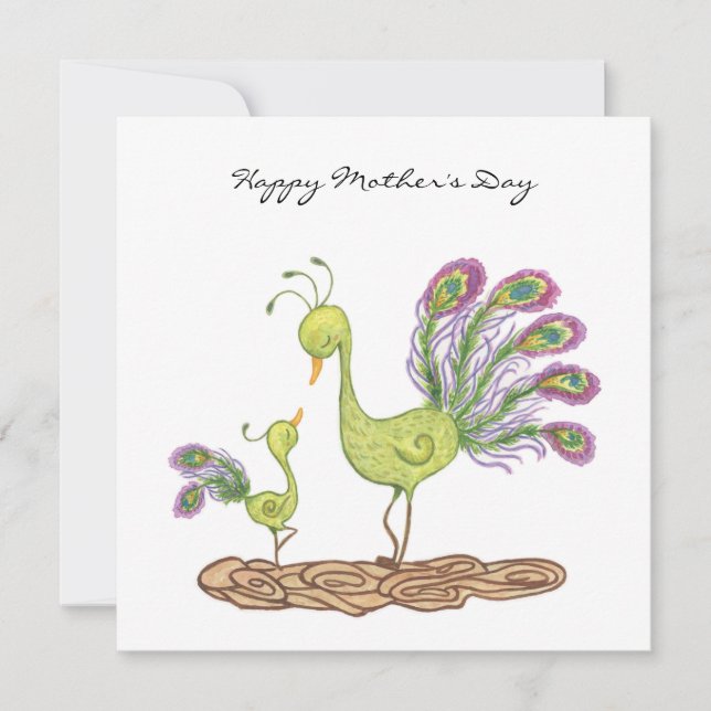 peacock watercolour mother's day card (Front)