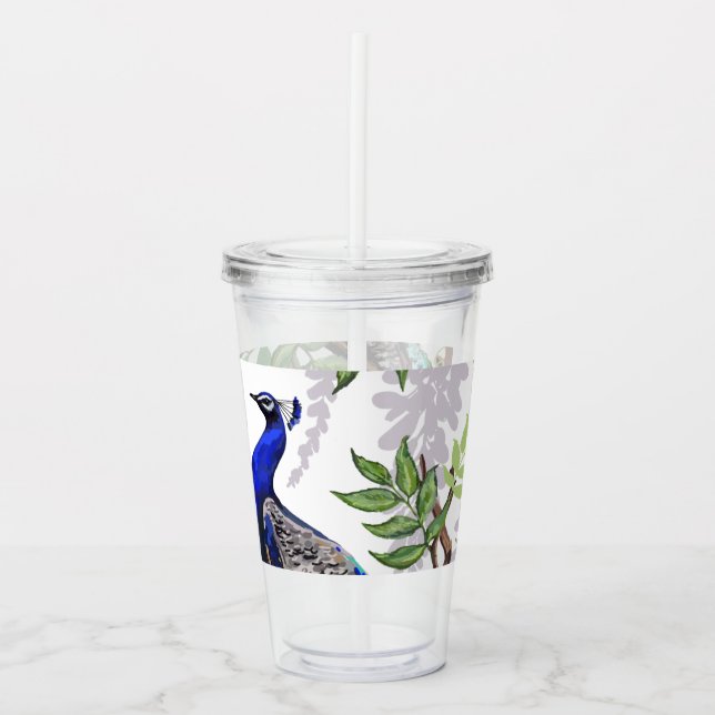 Peacock Wedding Acrylic Tumbler (Front)